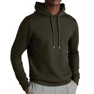 NWOT Reiss Fabien Interlock Hoodie Mens Small Green Tech Pullover Sweatshirt